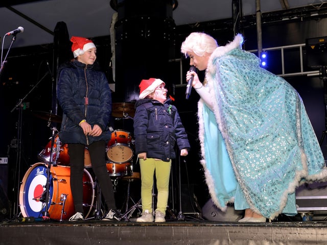 The chosen one on stage at Mansfield Christmas lights switch-on 2019
