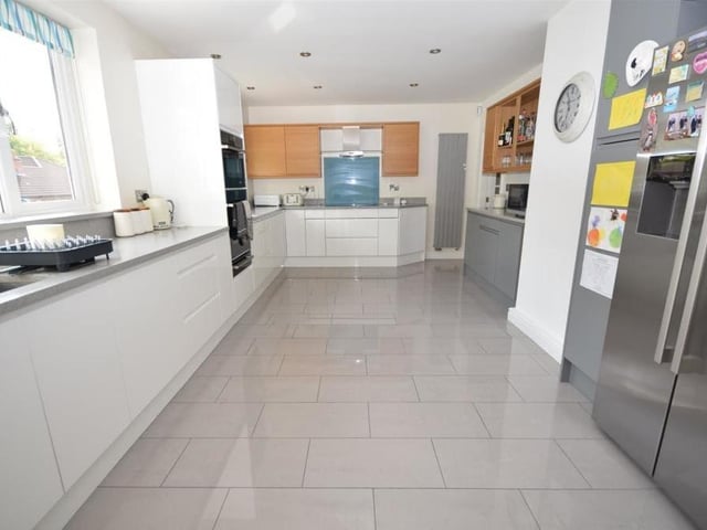 The chic kitchen at the Ravenshead house has been recently fitted, giving it a modern feel. Airy, with atmospheric downlighting, it is fitted with a range of high-specification wall and base units, a granite worktop, inset one-and-a-half sink, waste disposal system and integral boiling-water tap.