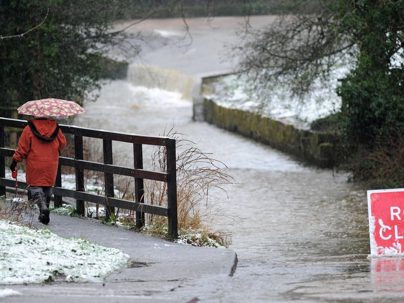 Flooded ford on Rufford Lane, near Rufford Country Park, in 2018