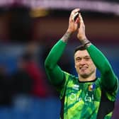 Liam Roberts celebrates on the pitch after the FA Cup fourth round between Burnley and Mansfield Town at Turf Moor in Burnley, on February 14, 2026. (Photo by Paul Currie / AFP via Getty Images)