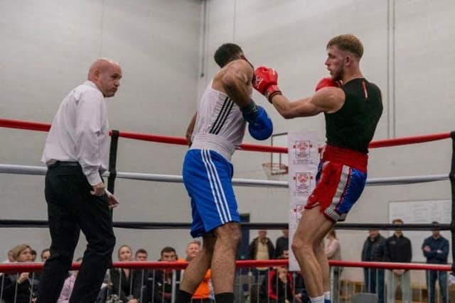 Chirila in action in the England Boxing Development Championships.