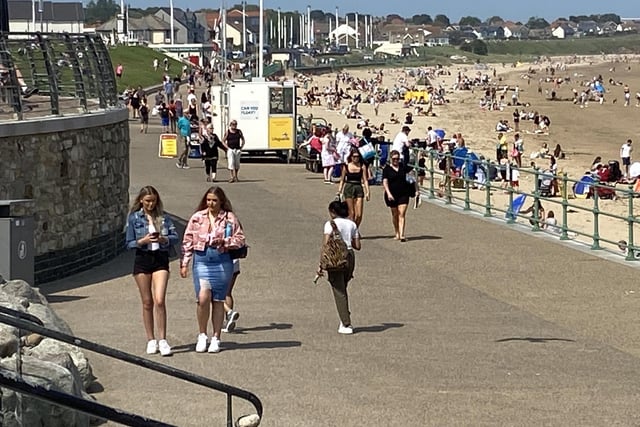 People have been told they should still keep their distance from those not from their household or social bubble, with lots of room on the promenade for walkers.