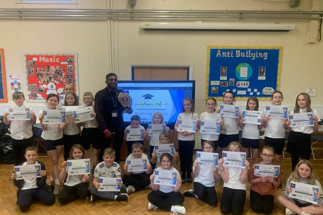 Paul Daley who visited the children at West Park Academy to talk about his career