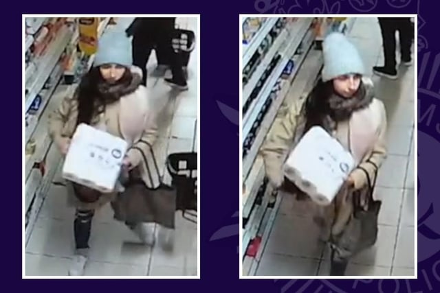 Two images have been released of a woman the police would like to speak with in connection with a handbag being stolen from a mobility scooter while the victim was shopping in a Poundland store in Lower Parliament Street, Nottingham, which took place between 2.30pm and 3pm on March 11.
Anyone with information should call 101quoting incident number 209 of March 12.
