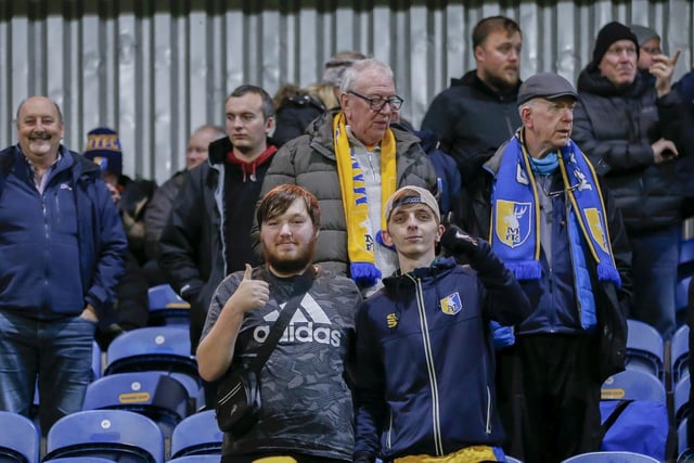 Mansfield Town fans at last night's defeat to Everton U21.