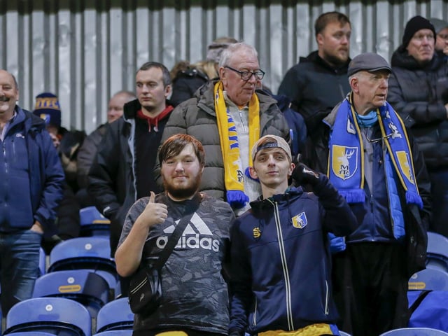 Mansfield Town fans at last night's defeat to Everton U21.