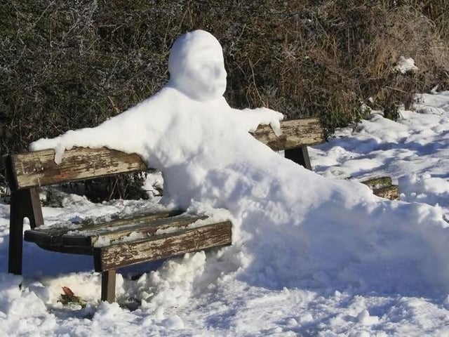 Abominable snowman having a sit down at Warsop Carrs, 2010.