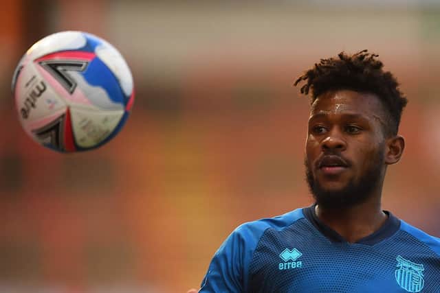 Rollin Menayese was relegated with Grimsby Town during a loan spell from Mansfield. (Photo by Harry Trump/Getty Images)
