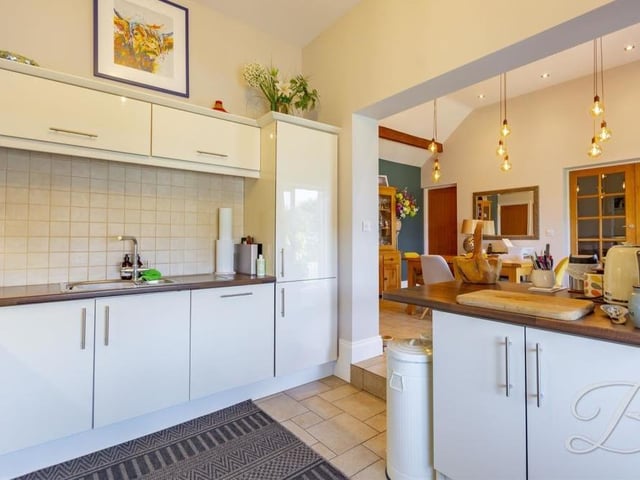 The sleek kitchen boasts a lot of style to go with its functionality.