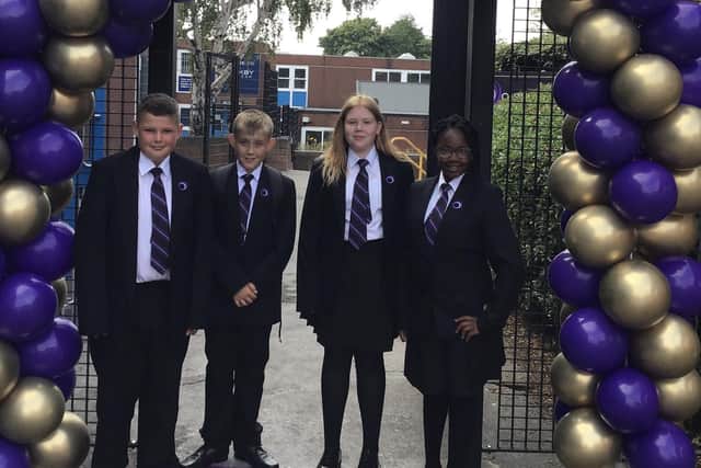 Year 7 students on the first day of term at the new Outwood Academy Kirkby