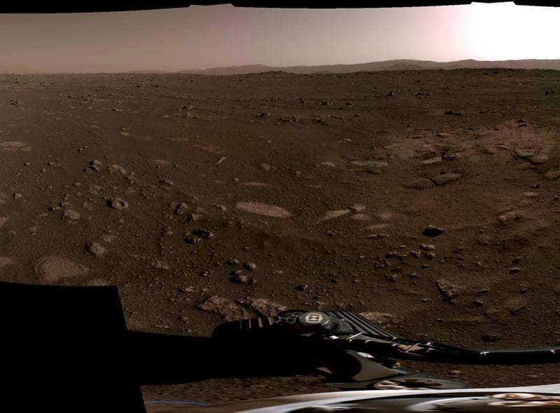 NASA handout photo of a 360-Degree Panorama taken by the Perseverance Navcams on the surface of Mars on Monday