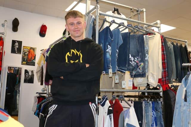 Harry Squires in his Leeming Street shop, Credible Clothing.