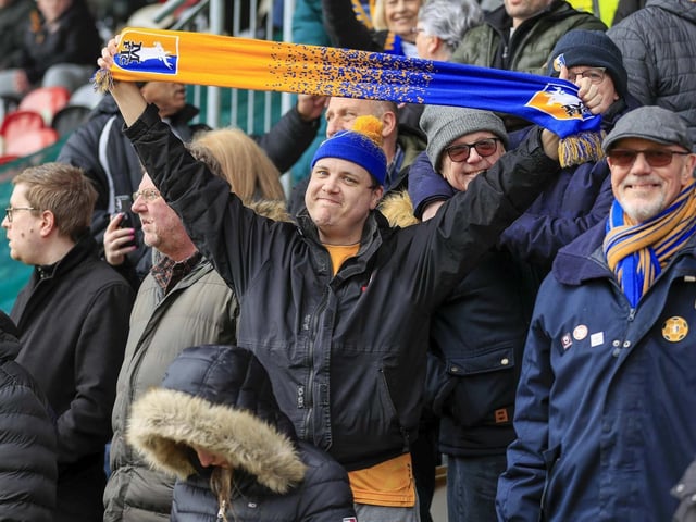 Mansfield Town fans enjoy the day at Newport County.