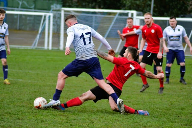 A tackle in the match.