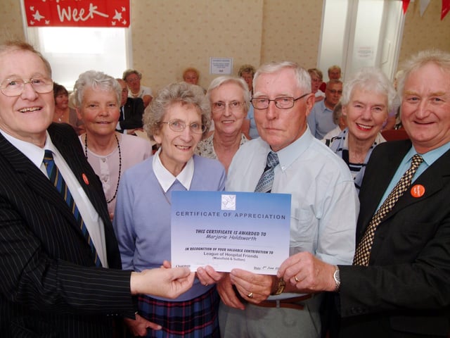 This one is from 2006. Mansfield Community Hospital volunteers receive long service awards as part of National Volunteer Week. Recognise anyone?
