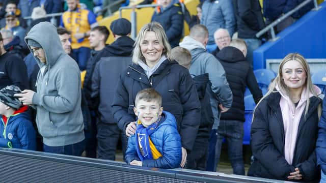 during the Sky Bet League 2 match against Accrington Stanley FC at the One Call Stadium, 16 April 2024, Photo credit Chris & Jeanette Holloway / The Bigger Picture.media:Stags beat Accrington 2-1 to seal a long-awaited promotion.