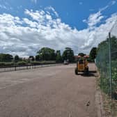 Work Is under way at the tennis courts in Racecourse Park, Mansfield. (Photo by: Local Democracy Reporting Service)