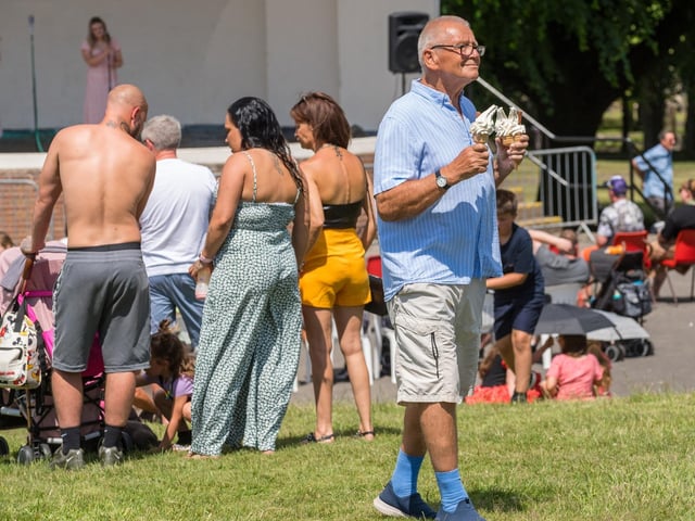 The ice cream man was busy all day as the sun beamed down at Yeoman Hill Park.