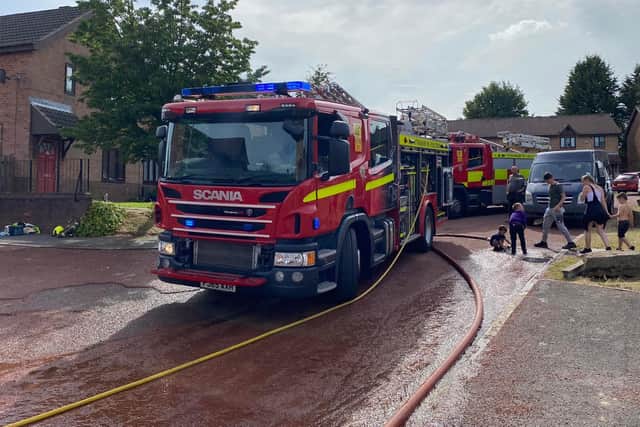 Firefighters in Huthwaite.