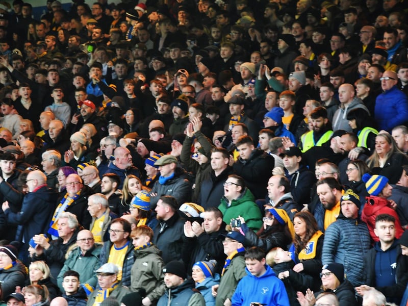 Mansfield Town fans watch the brilliant win at Peterborough United.