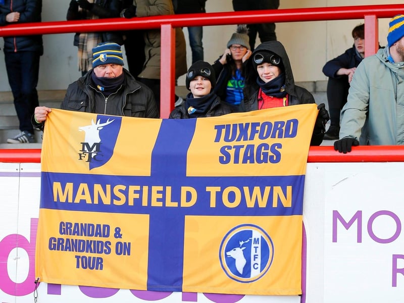 Mansfield Town fans at the 1-1 draw with Morecambe.