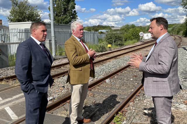 From left, Coun Andy Gascoyne and Coun Arnie Hankin, Ashfield Council members for Selston, discuss the bid with Coun Jason Zadrozny, council leader.