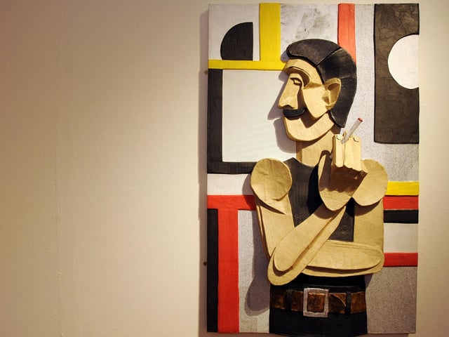 One of the creations from Phillip Cox papier mache sculpture exhibition at the Mansfield Museum.