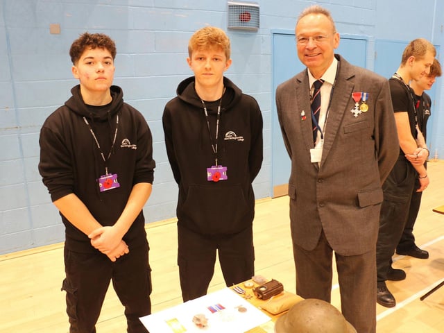 Principal Andrew Cropley took time to speak to all students who had worked on a research project