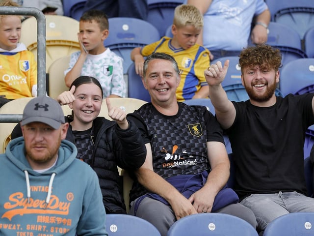 Mansfield Town fans before the 3-3 draw with Burton Albion.