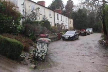 The unadopted road and access route to and from a proposed site for seven permanent caravan homes at Station Yard, near Chesterfield Road, Pleasley