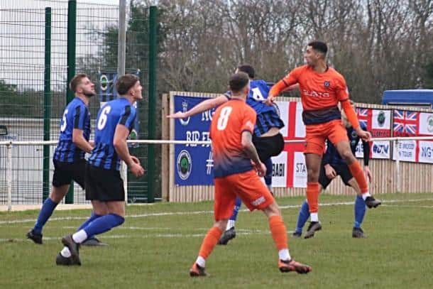 James Gardner heads home the winner for Newark.