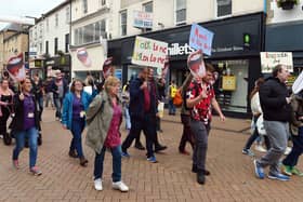 Walkers on OneFest's OneWalk through Mansfield town centre.