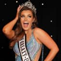 Chloe-Rose Adkin, 22, of Mansfield, celebrates her victory in the Miss Galaxy UK beauty pageant of 2023.