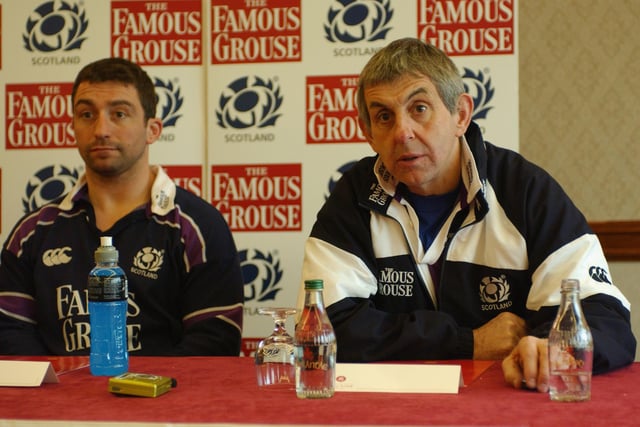 Scotland head coach Ian McGeechan and captain Bryan Redpath speak to the media during the pre-match press conference at the Millennium Stadium.