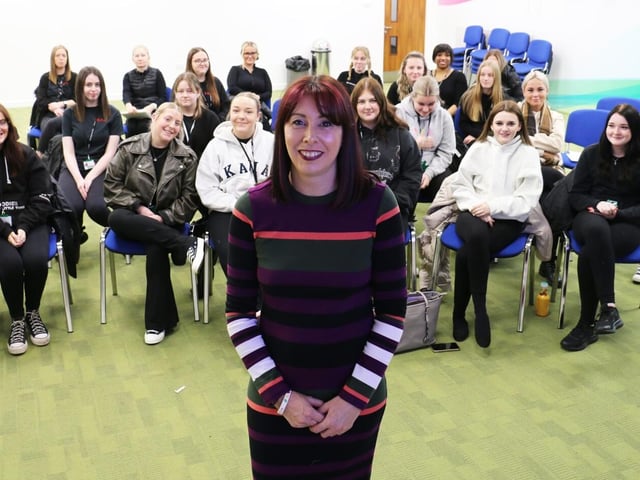 Marie Hall's 25 years in the industry was showcased to students