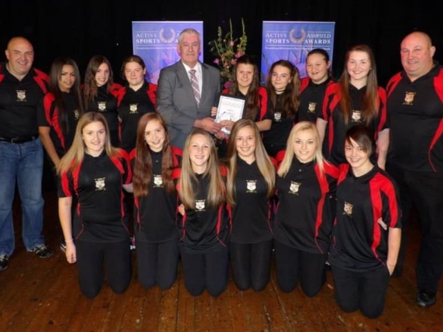 Ashfield Rugby Club U15 Girls picking up the Junior Team Award in the 2014 Active Ashfield Sports Awards