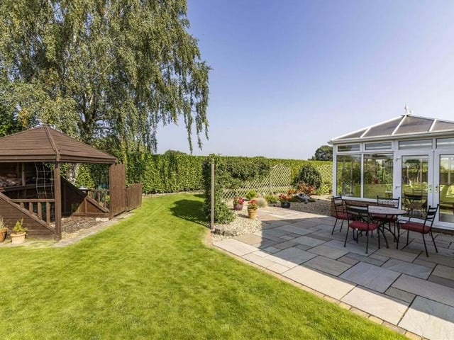 A sunny corner of the landscaped garden at the £675,000 Kirkby bungalow.