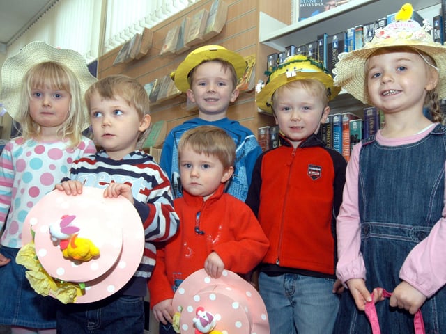 Some of the youngsters who attended the Easter Bonnet event held at Forest Town Library in 2008