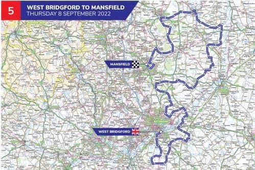 The 2022 Stage Five Tour of Britain route