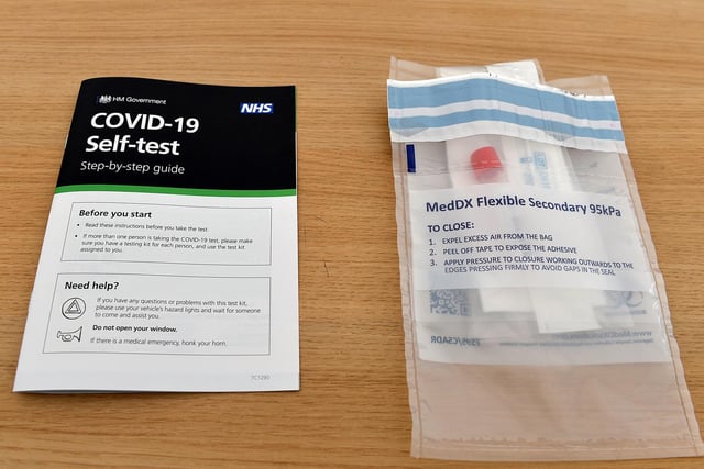 Visitors are given a step-by-step guide on how to safely test themselves along with the test kit, which contains a swab that must be inserted into their mouth and up their nose.