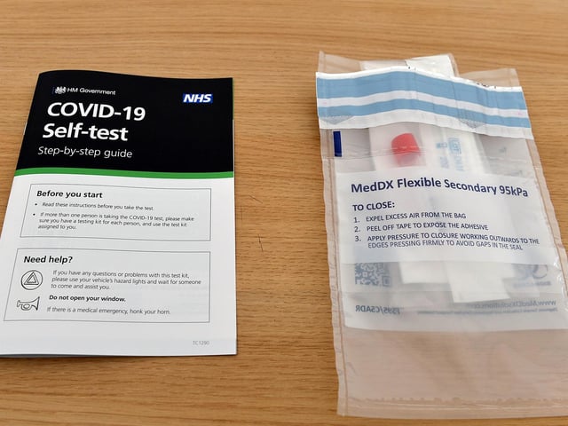 Visitors are given a step-by-step guide on how to safely test themselves along with the test kit, which contains a swab that must be inserted into their mouth and up their nose.