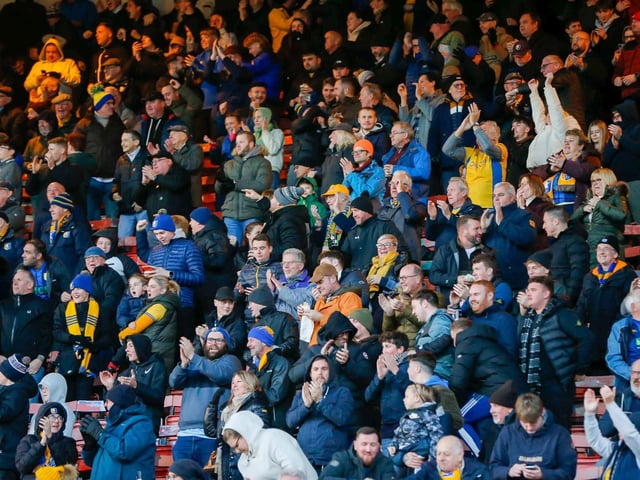 Mansfield Town fans at the defeat to Swindon Town.