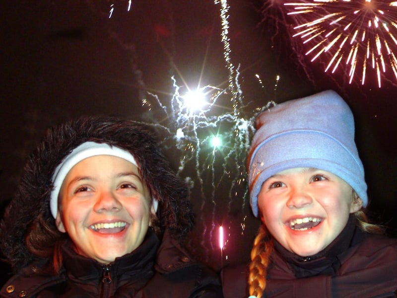 Mansfield Portland College bonfire and firework display, 2006. Pictured are Jessica Wooff aged 13 (at the time) of Mansfield and her sister Geri, then aged seven.