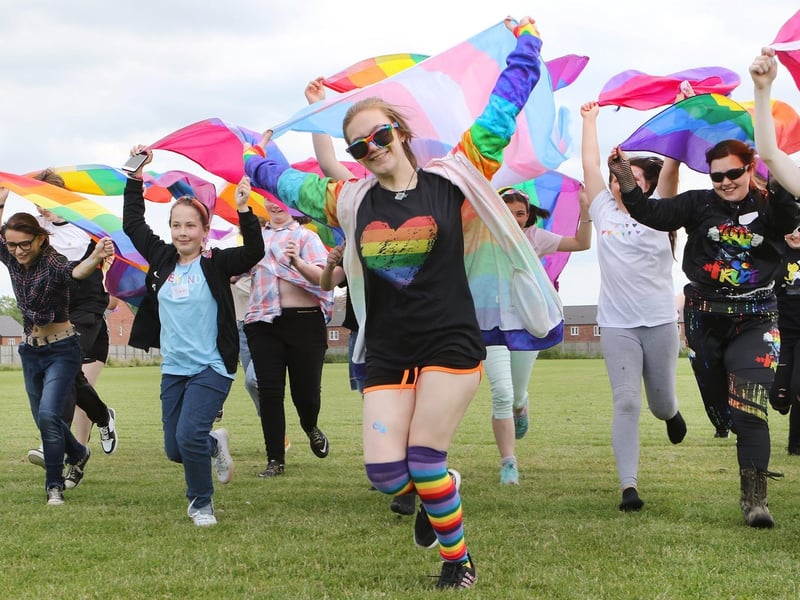 Pupils at Ashfield School's Pride Gala.