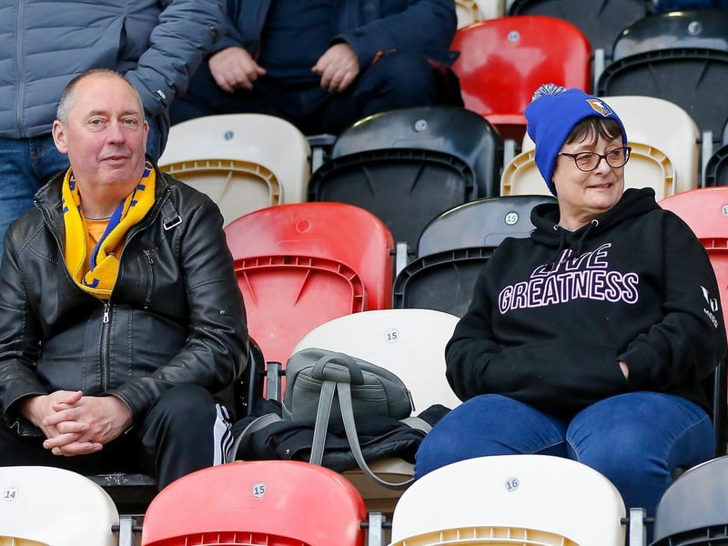 Mansfield Town fans ahead of kick-off at Newport