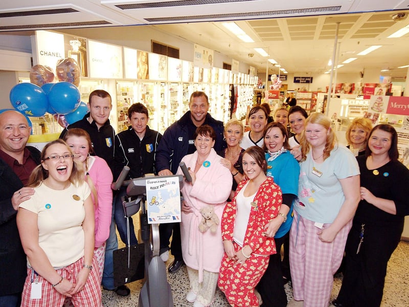 Staff at Boots in the Four Seasons Shopping Centre back in 2009 rallied round for their cycling challenge which aimed to get them to Paris via exercise bikes, raising money for Children in Need along the way. They were joined by then Stags chairman Andy Perry and manager David Houldsworth and players to all contributed to the mileage target.