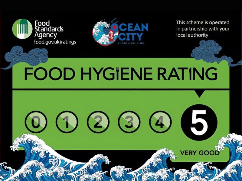 Following a recent inspection by Mansfield District Council, Ocean City were provided with a 5-star rating for food hygiene.