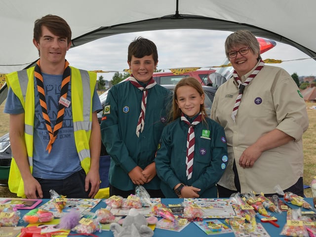 Pictured are 1st Forest Town Scouts at a Fisher Lane Fun Day.