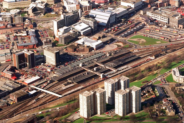 Aerial picture of Sheffield Midland Station in 1997