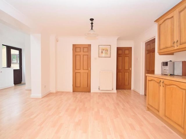 Here is the dining area from a different angle. As you can see, it's a versatile space that could be put to many uses.
